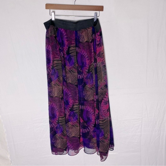 Addition Elle Dresses & Skirts - Addition Elle Black Purple Pink Exotic Print Layered Midi Skirt 16 Festival Boho